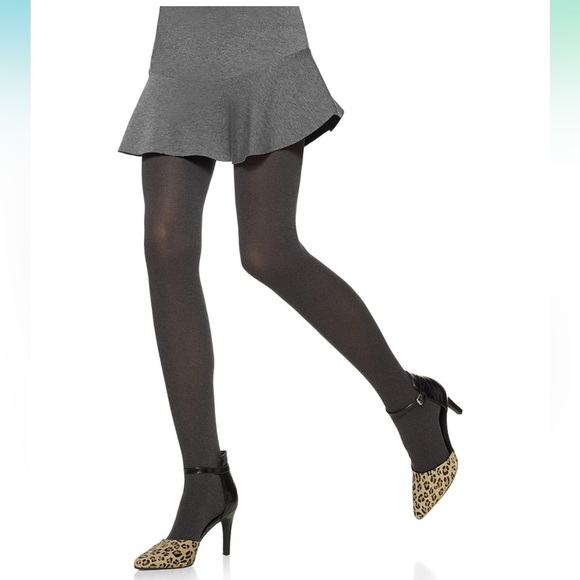 NWT HUE Super Opaque Tights Size 2 Heather Gray 90 Den Control Top Smoothing - Picture 1 of 5